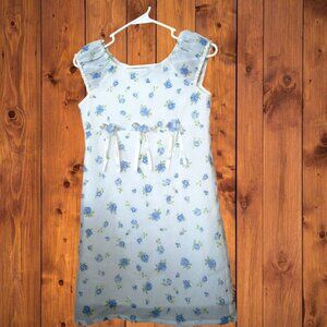 Place Princess Girl's Size 12 White And Blue Floral Sleeveless Dress Zip Back